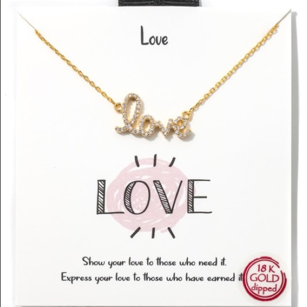 Love Print Charm Necklace